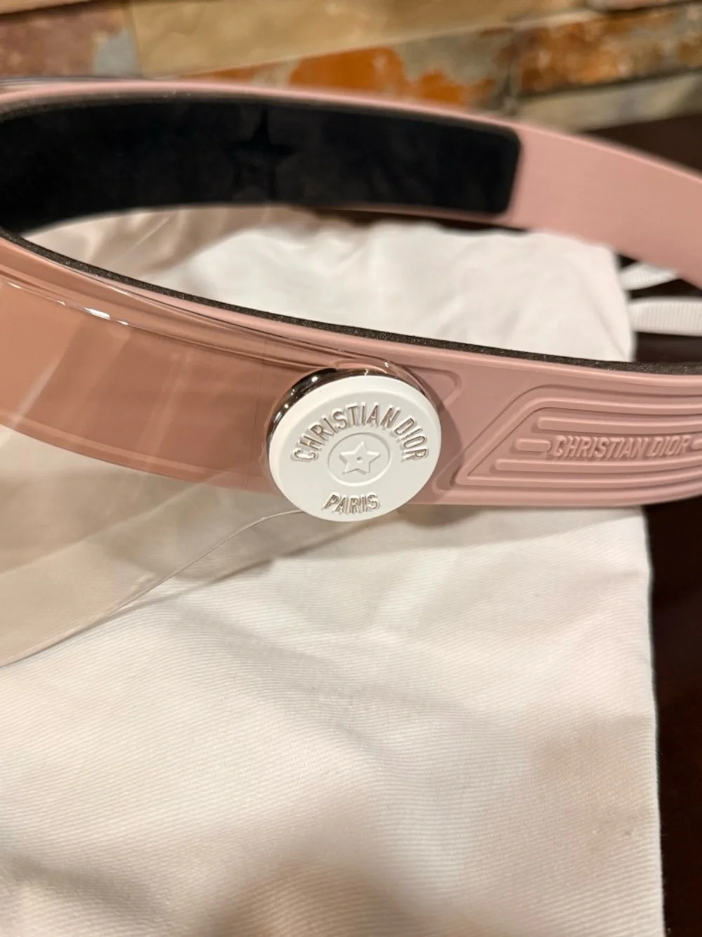 Dior Pink Transparent Logo Visor with White Emblem - Picture 3 of 12